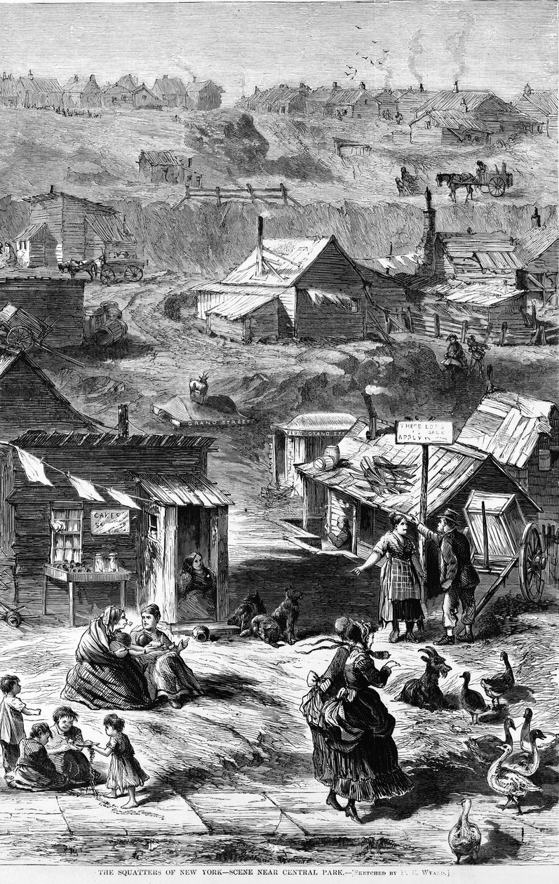 سكواترز نيويورك - مشهد بالقرب من سنترال بارك ، من حانة هاربرز ويكلي. 1869 بواسطة DE Wyand