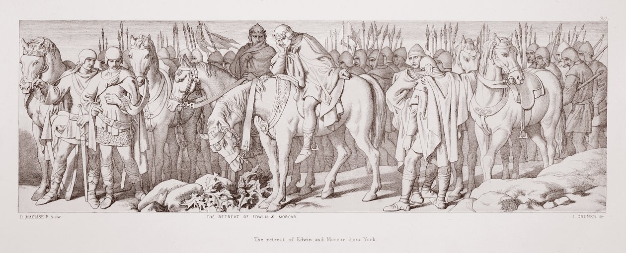 تراجع إدوين وموركار عن يورك ، من "قصة الفتح النورماندي" ، منقوش بواسطة L. Gruner ، 1866 بواسطة دانيال ماكليز