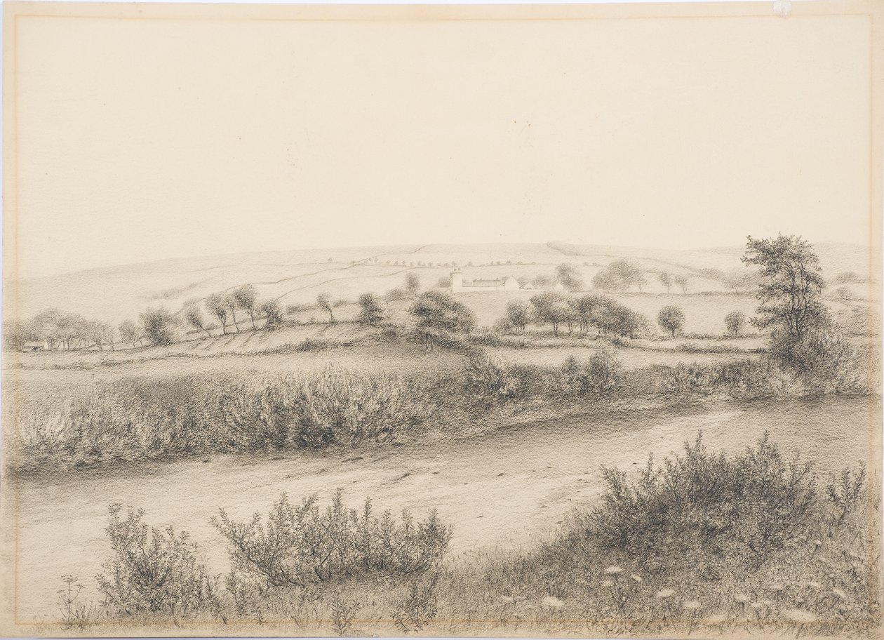 Willimoteswick ، c.1916 (فحم وقلم رصاص على البطاقة) بواسطة دانيال أوليفر