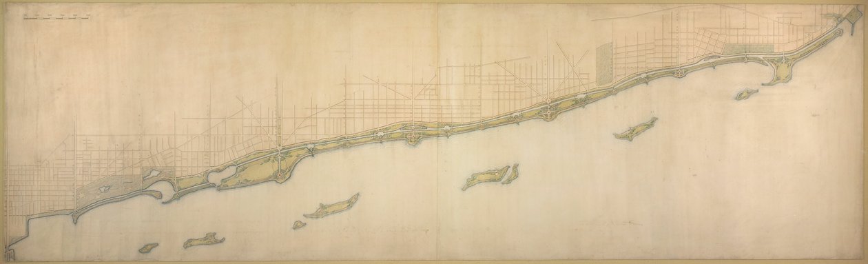 اللوحة 50 ب من خطة شيكاغو 1909: بحيرة شور من شارع شيكاغو في الجنوب إلى ويلميت ... بواسطة دانيال بورنهام