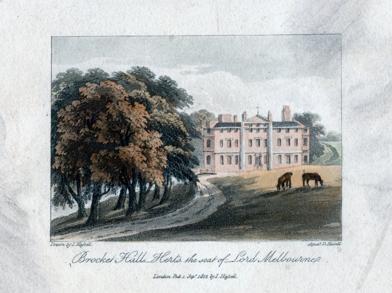 Brocket Hall ، Herts ، مقر اللورد ملبورن ، 1817. بواسطة دانيال هافيل