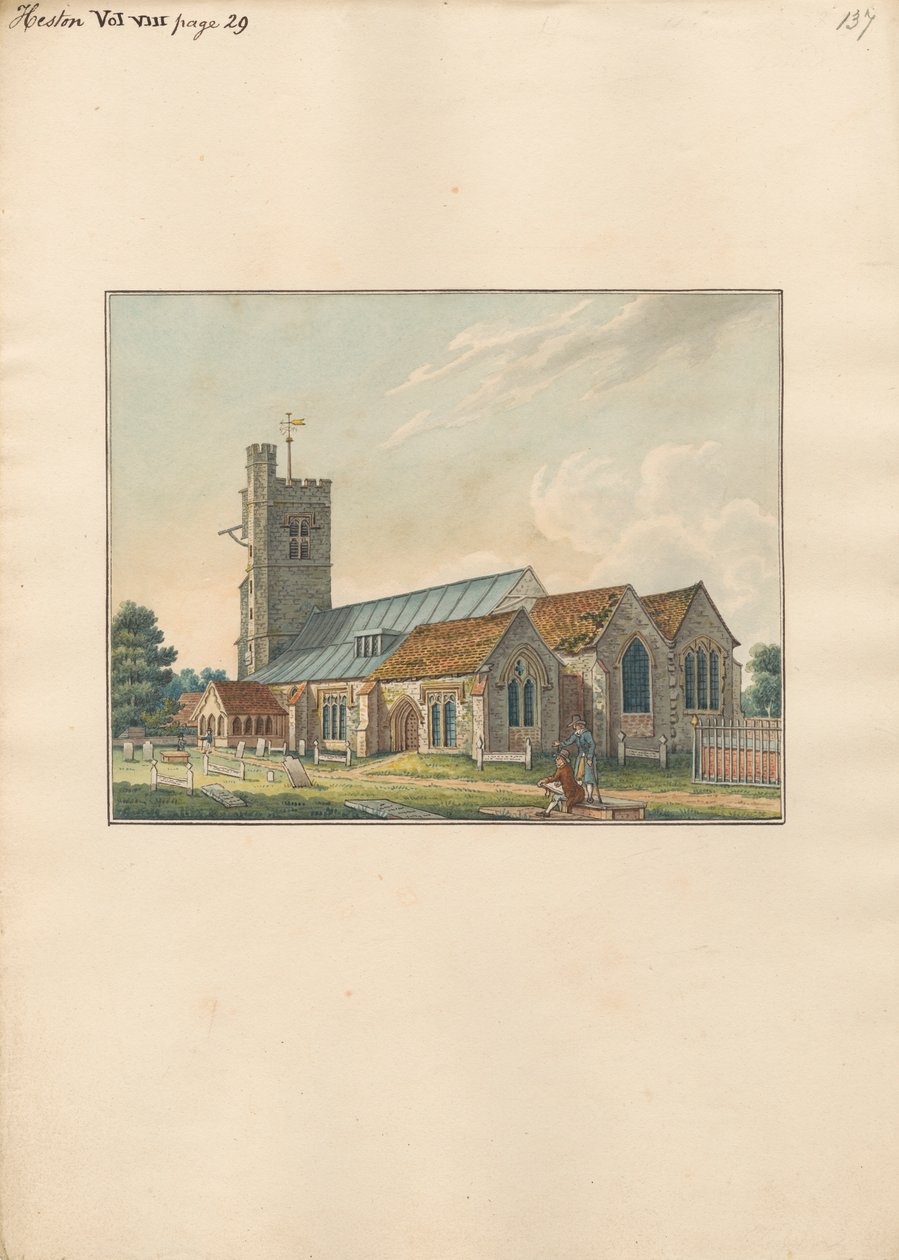 Heston Churchyard مع والفنان يرسم شواهد القبور بواسطة دانيال ليسونز
