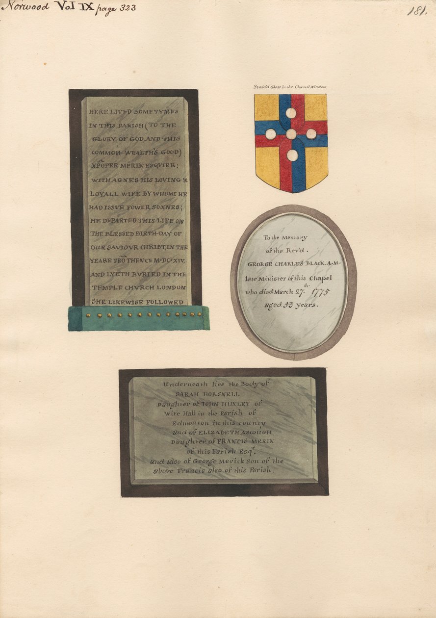 نصب تذكارية لـ Xpofer و Agnes Merick ، و George Charles Black ، و Sarah Horsnell ، و Elizabeth Ascough ، و George Merick بواسطة دانيال ليسونز