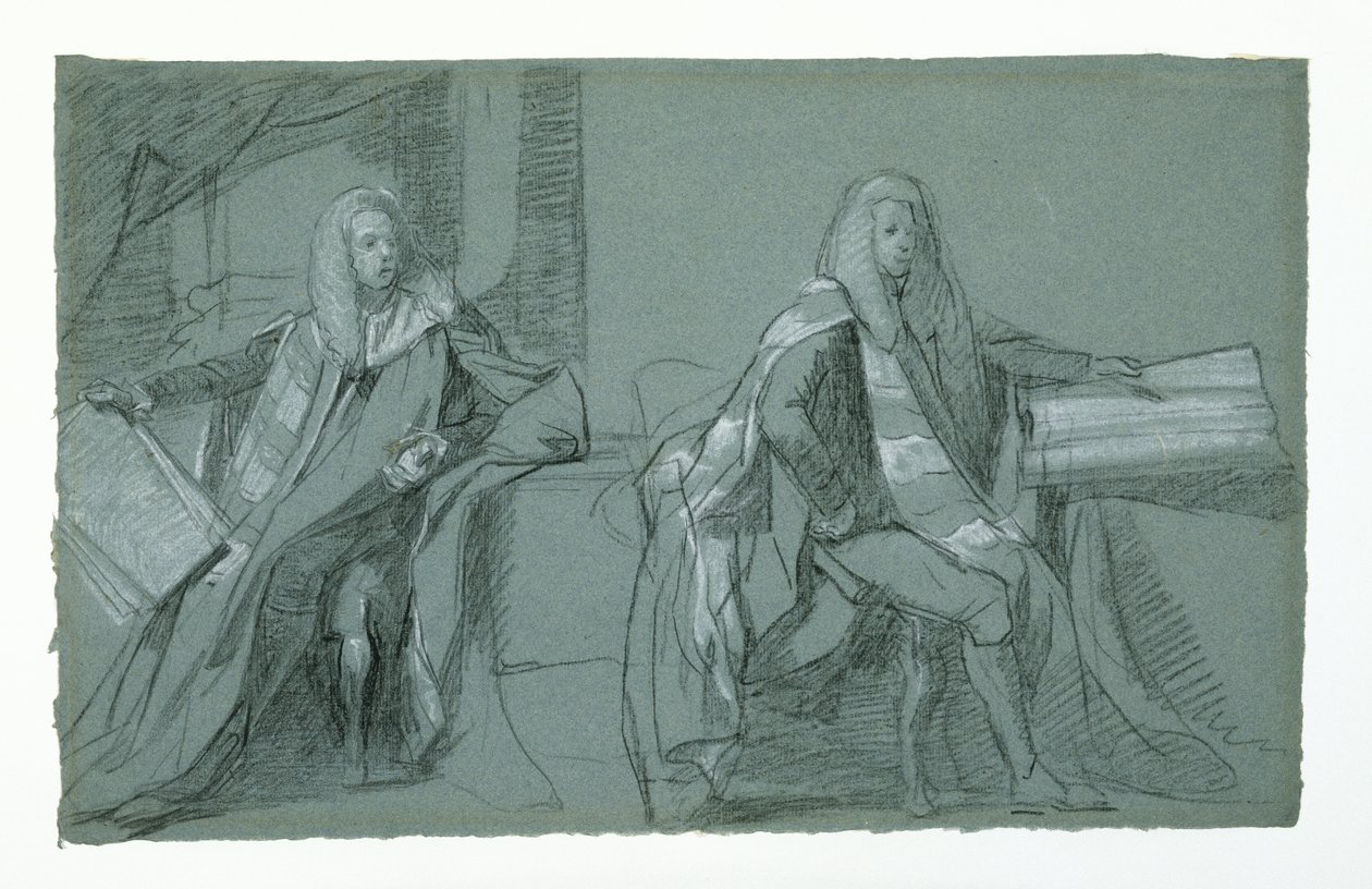 دراسة لوليام موراي ، إيرل مانسفيلد الأول ، 1782-1783 (الجرافيت والطباشير الأبيض والأسود على ورق أزرق رمادي) بواسطة دانيال ميتينز