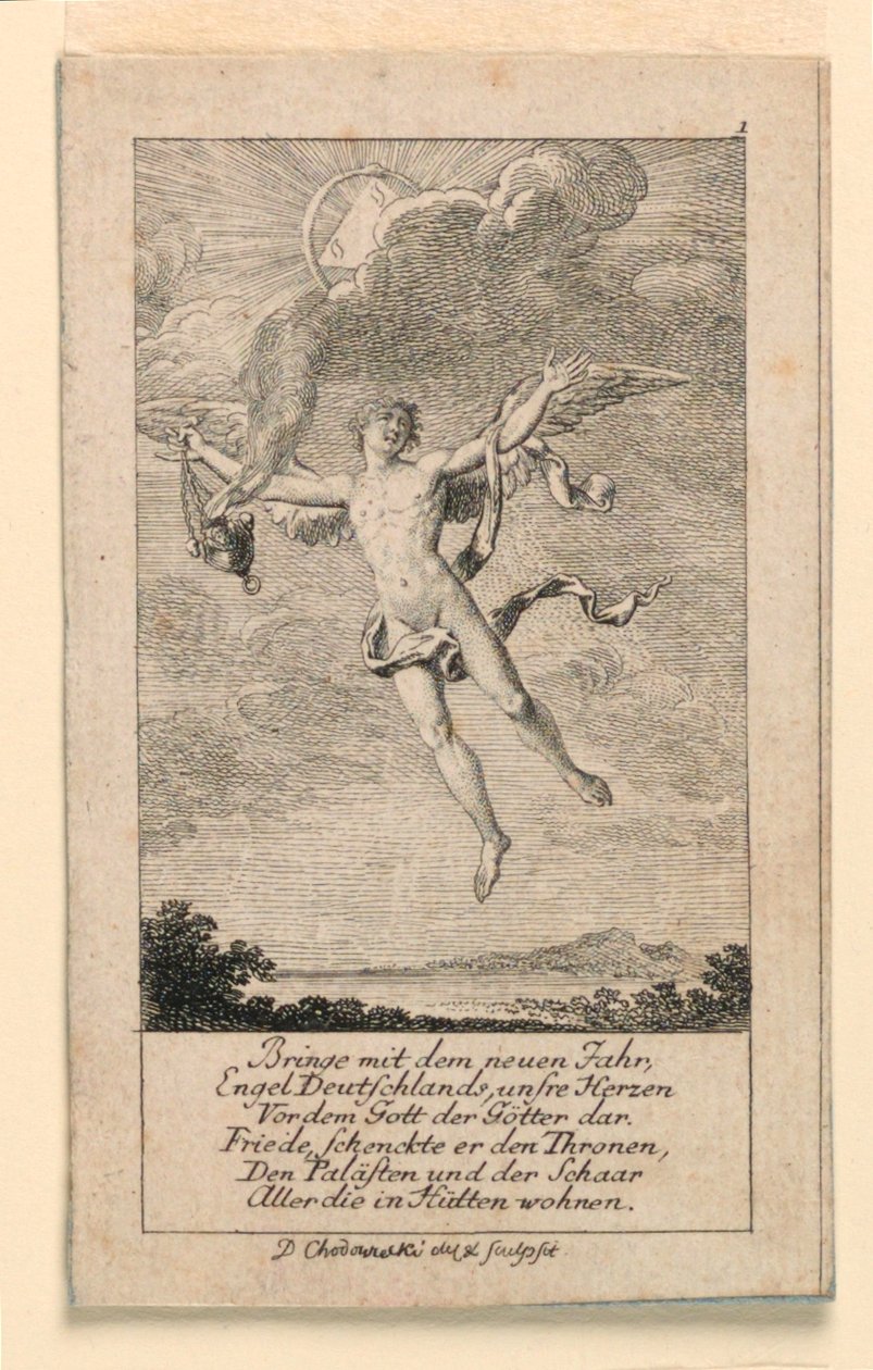 أمنية السنة الجديدة لألمانيا ، رسم توضيحي لـ "Königl: Grosbrit [Anian] تقويم الأنساب لعام 1780 سنة Lauenberg بقلم JG Berenberg" بواسطة دانيال نيكولاوس شودويكي