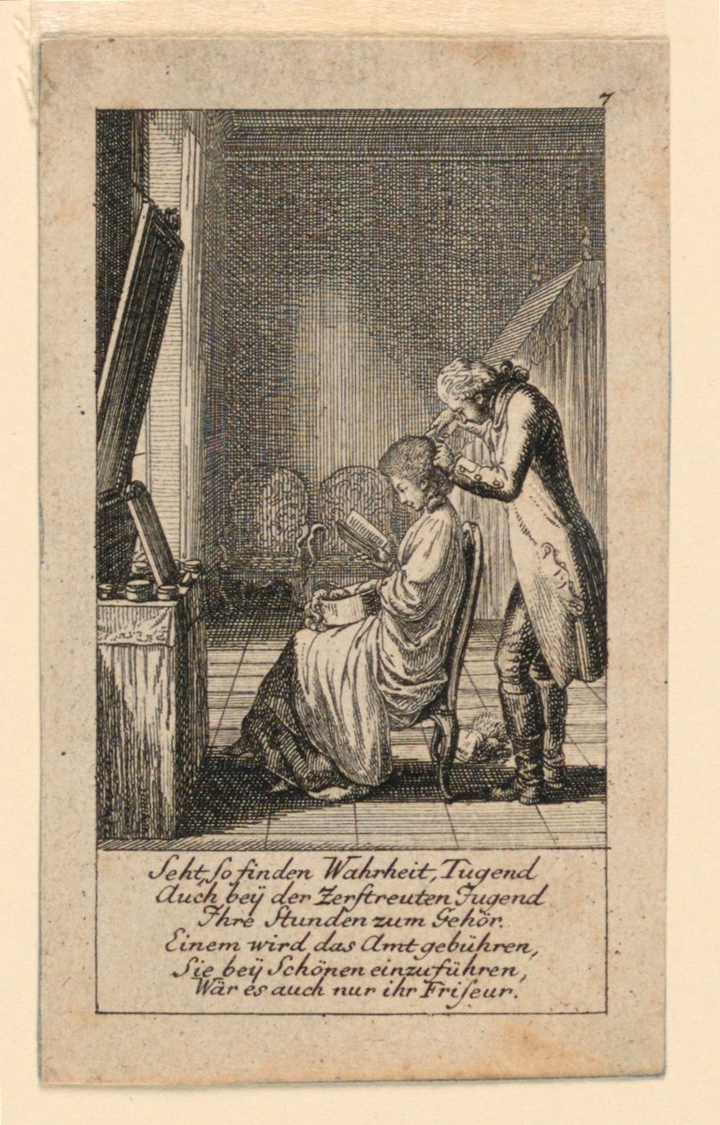 The Hair-Do ، رسم توضيحي لـ "Königl: Grosbrit [Anian] تقويم الأنساب لعام 1780 سنة Lauenberg بواسطة JG Berenberg" بواسطة دانيال نيكولاوس شودويكي