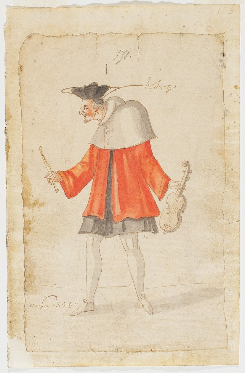 موسيقي من Ballet du Serieux et du Grotesque ، 1627 (حبر بني ومرحاض على ورق مسدود) بواسطة دانيال رابيل