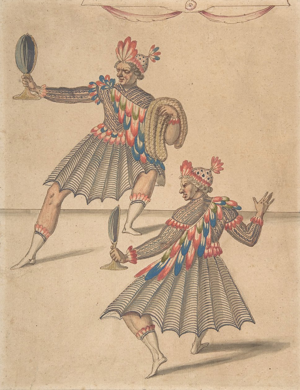 رسم اثنين من "الأمريكيين" لباليه الدويريير دي بيلباها ، 1626. بواسطة دانيال رابيل