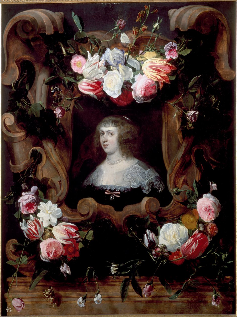 Portrait of Lady in a Wreath of Flowers (oil on canvas بواسطة دانيال Seghers