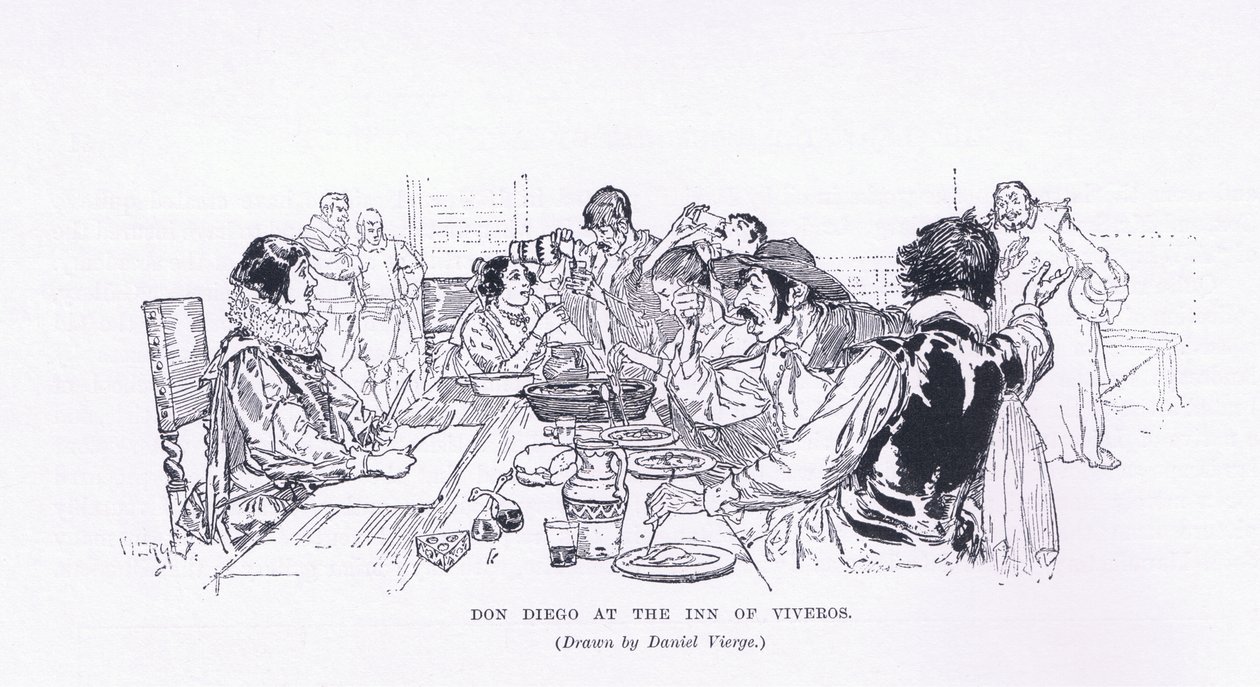 دون دييغو في نزل Viveros ، من مجلة الفن 1893 ، Cassell and Company بواسطة دانيال Urrabieta Vierge