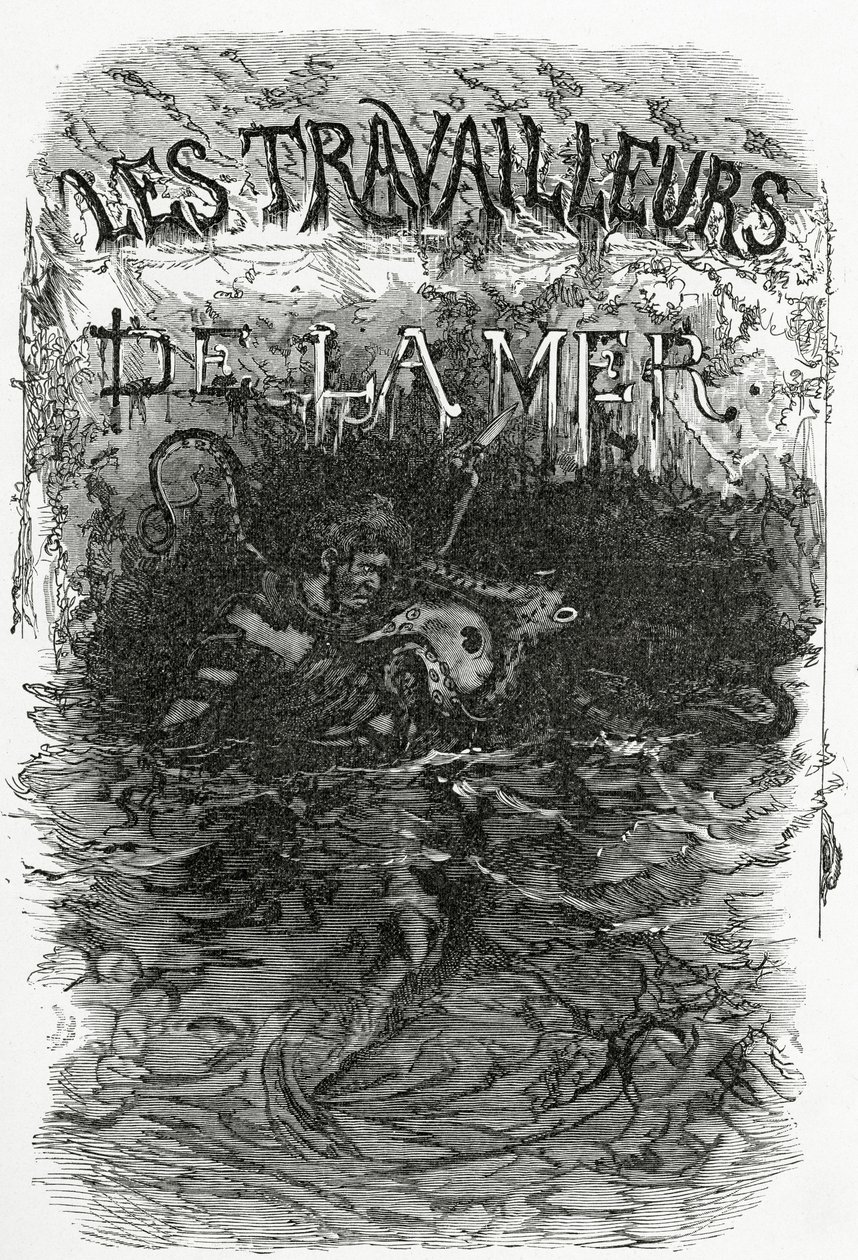 رسم توضيحي لرواية Les Travailleurs de la Mer ، القرن التاسع عشر (وزن النقش) بواسطة دانيال Urrabieta Vierge