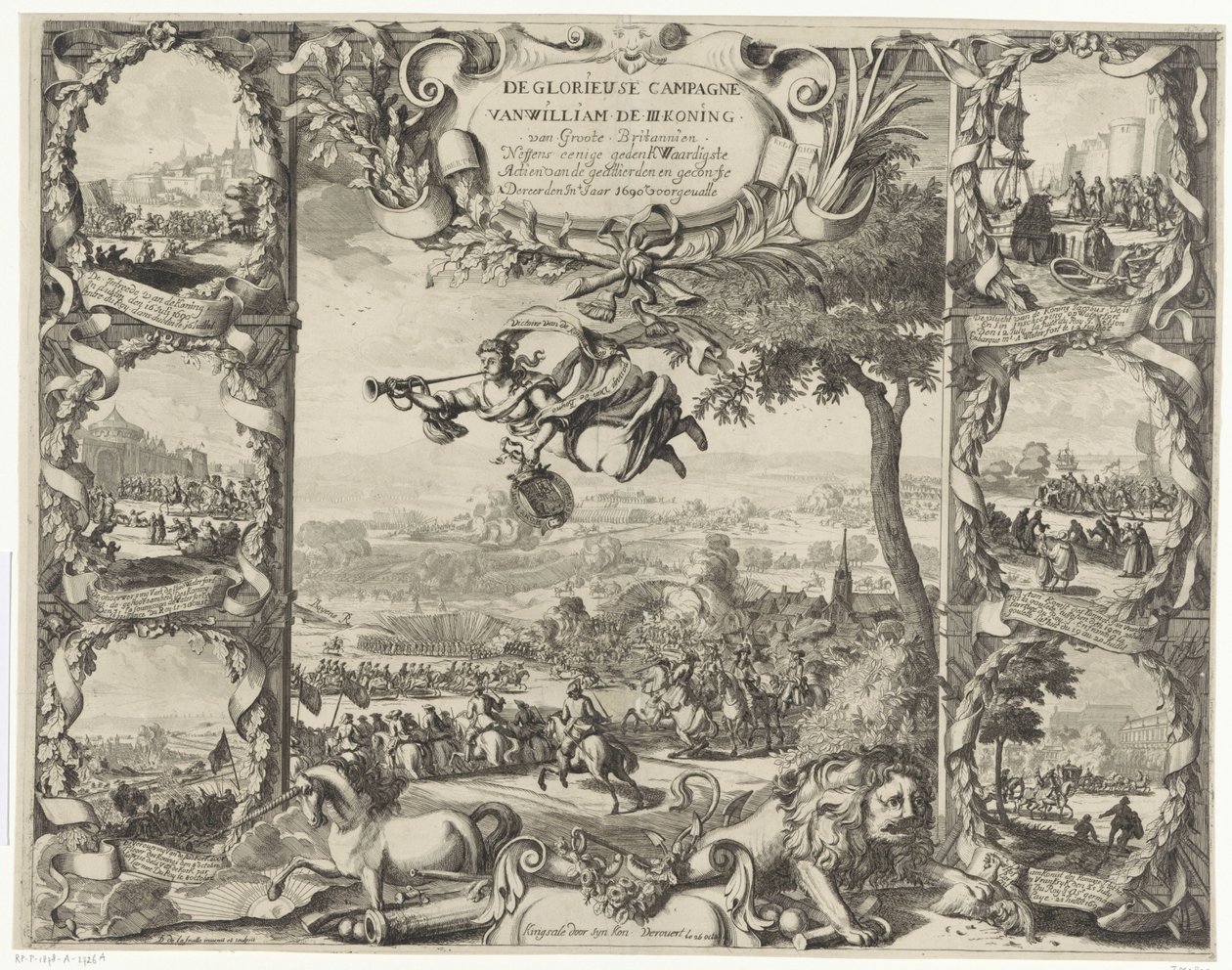 انتصارات الملك ويليام الثالث في أيرلندا (النصف العلوي) ، 1690 الحملة المجيدة لوليام الثالث ملك بريطانيا العظمى ونيفينز حدثت بعض الأعمال التي لا تنسى للحلفاء والكونفدراليين في عام 1690 (العنوان على بواسطة دانيال دي لافويل