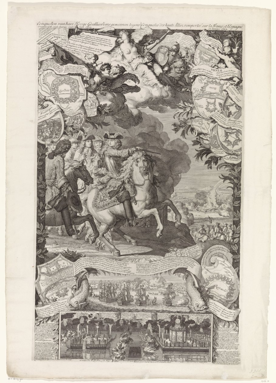 انتصار الحلفاء على الفرنسيين والإسبان ، 1702 انتصرت غزوات حلفائها Hooge ضد Vranckrijck ende Spanije inden Jare 1702 / Conquestes des hauts Alliez remportée sur la France et L