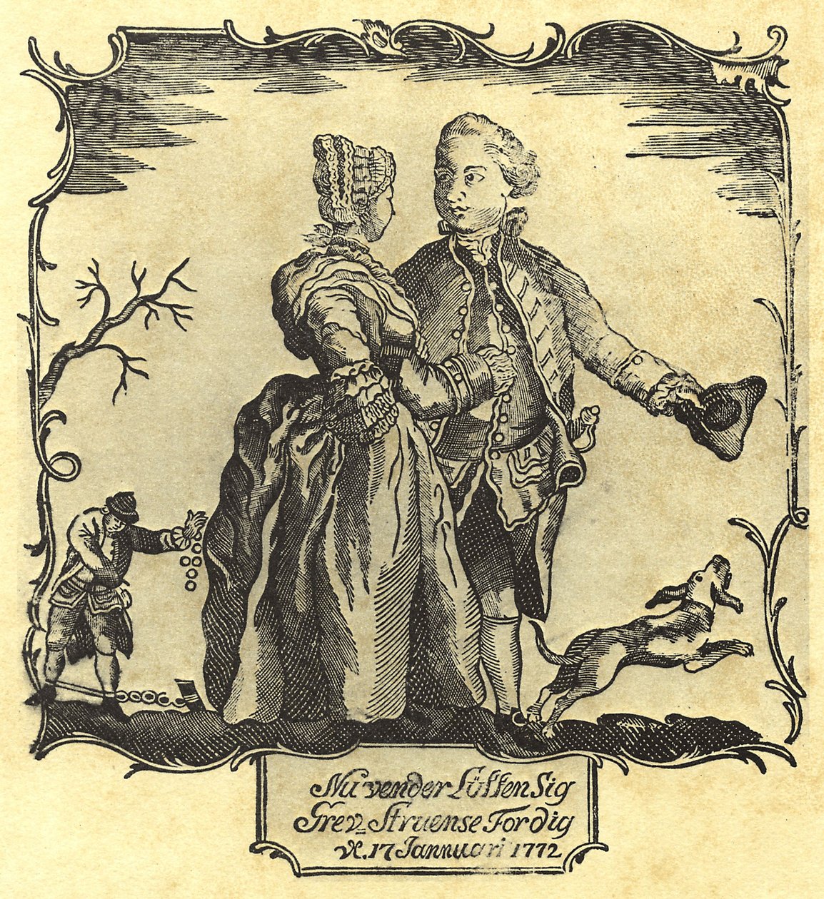 Luck Turns For You, Count Struensee! 1772 (woodcut) بواسطة المدرسة الدنماركية