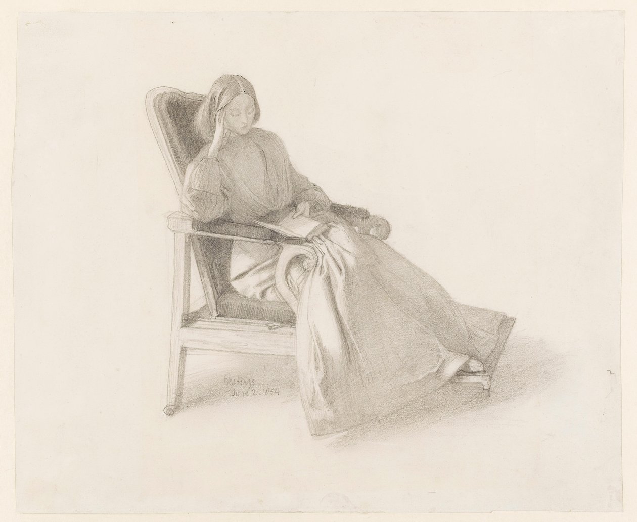 صورة إليزابيث سيدال ، 1854 (جرافيت مع قلم وحبر على ورق) بواسطة دانتي جابرييل تشارلز روسيتي