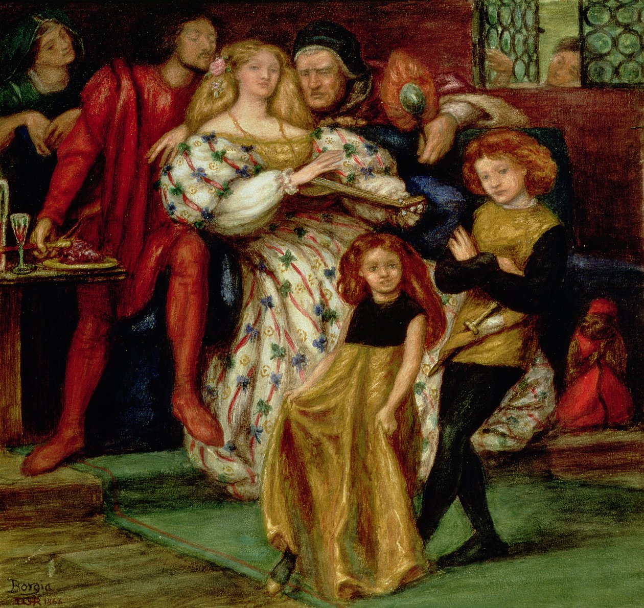 عائلة بورجيا ، 1863 (بورجيا ، لوكريتيا (1480-1519): مع عائلتها ، من بين آخرين البابا ألكسندر السادس.) بواسطة دانتي جابرييل تشارلز روسيتي