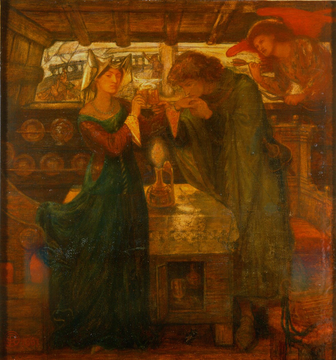 تريسترام و Isolde شرب جرعة الحب ، 1867 (وسائط مختلطة) بواسطة دانتي جابرييل تشارلز روسيتي
