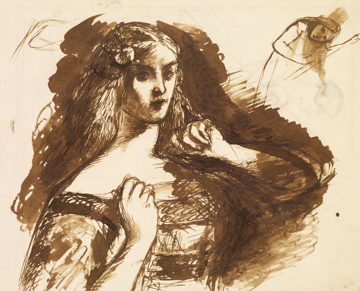 رسم نصفى لامرأة شابة بواسطة دانتي جابرييل تشارلز روسيتي