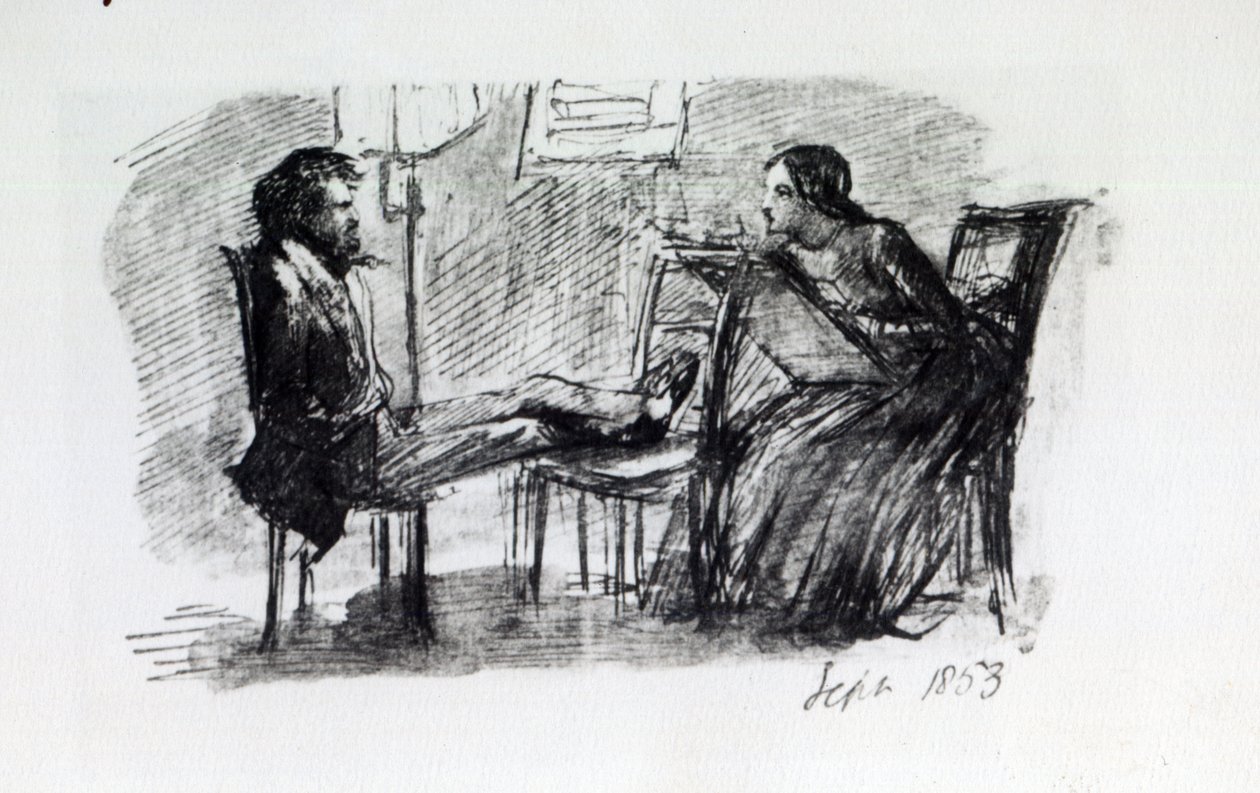 تم رسم روسيتي من قبل إليزابيث سيدال ، سبتمبر 1853 بواسطة دانتي جابرييل تشارلز روسيتي