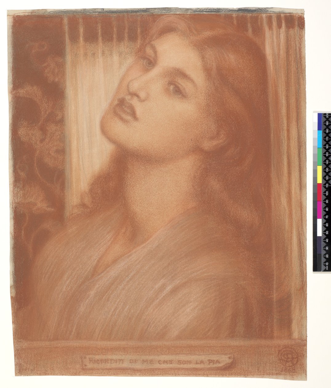 دراسة "La Pia de &39;Tolomei" (طباشير أحمر وأبيض على ورق) (انظر 111338) بواسطة دانتي جابرييل تشارلز روسيتي