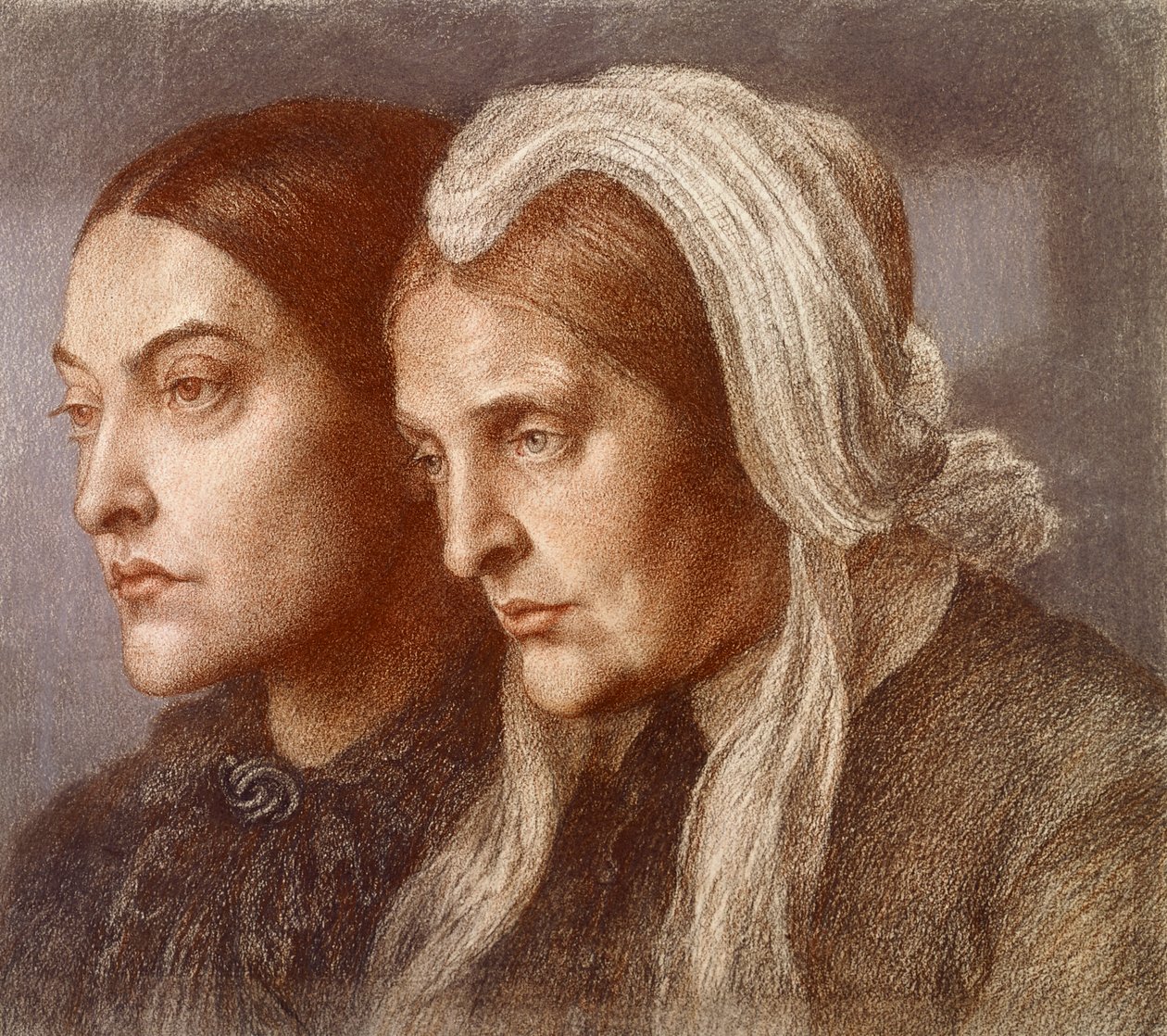 Christina Georgina Rossetti and Frances Mary Lavinia Rossetti بواسطة دانتي جابرييل تشارلز روسيتي