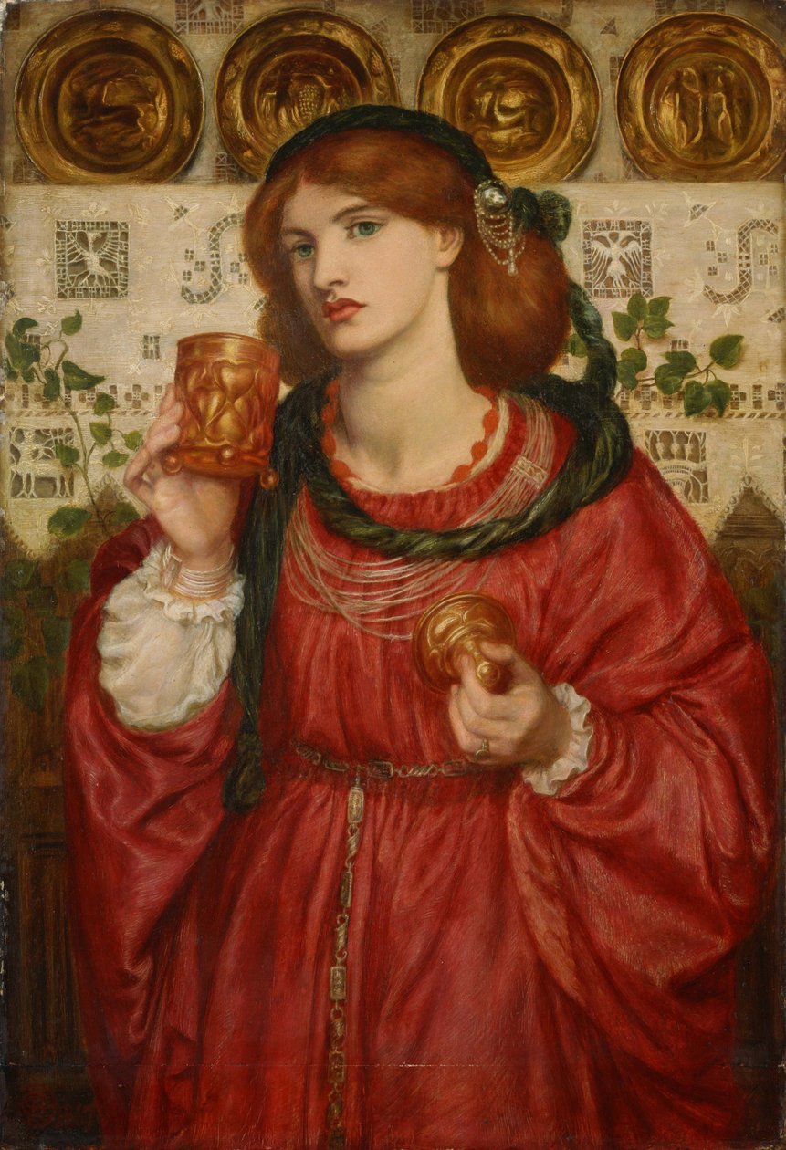فنجان الحب - رسم لدانتي غابرييل روسيتي (1828-1882) ، زيت على خشب بواسطة دانتي جابرييل تشارلز روسيتي