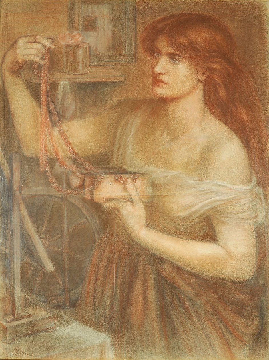 Risen at Dawn - Gretchen Discover Fausts Jewels ، 1868 (الطباشير على الورق) بواسطة دانتي جابرييل تشارلز روسيتي