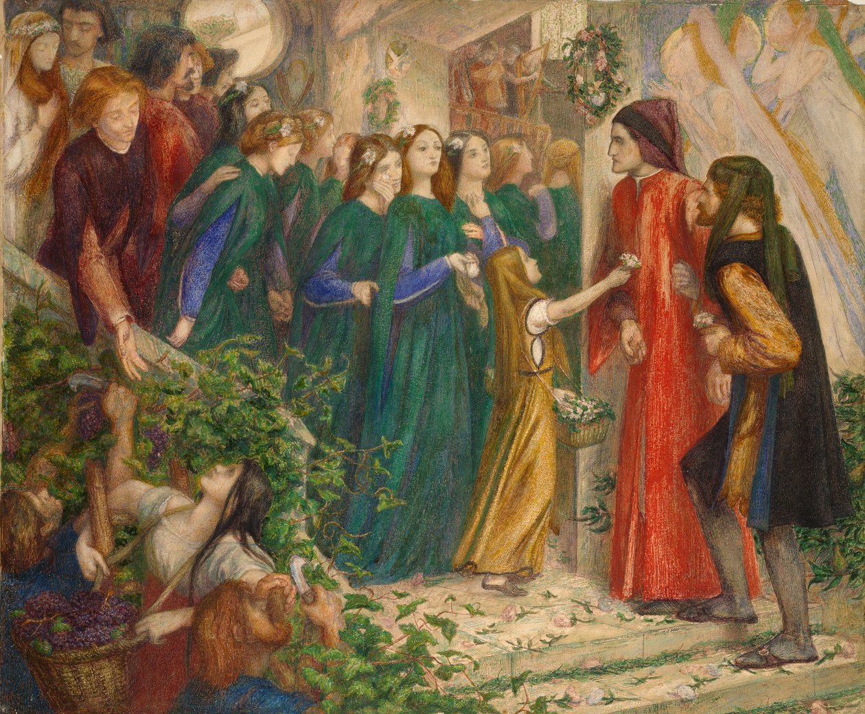 بياتريس في حفل زواج حرمت فيه من تحيتها لدانتي ، 1851-1855 بواسطة دانتي جابرييل روسيتي