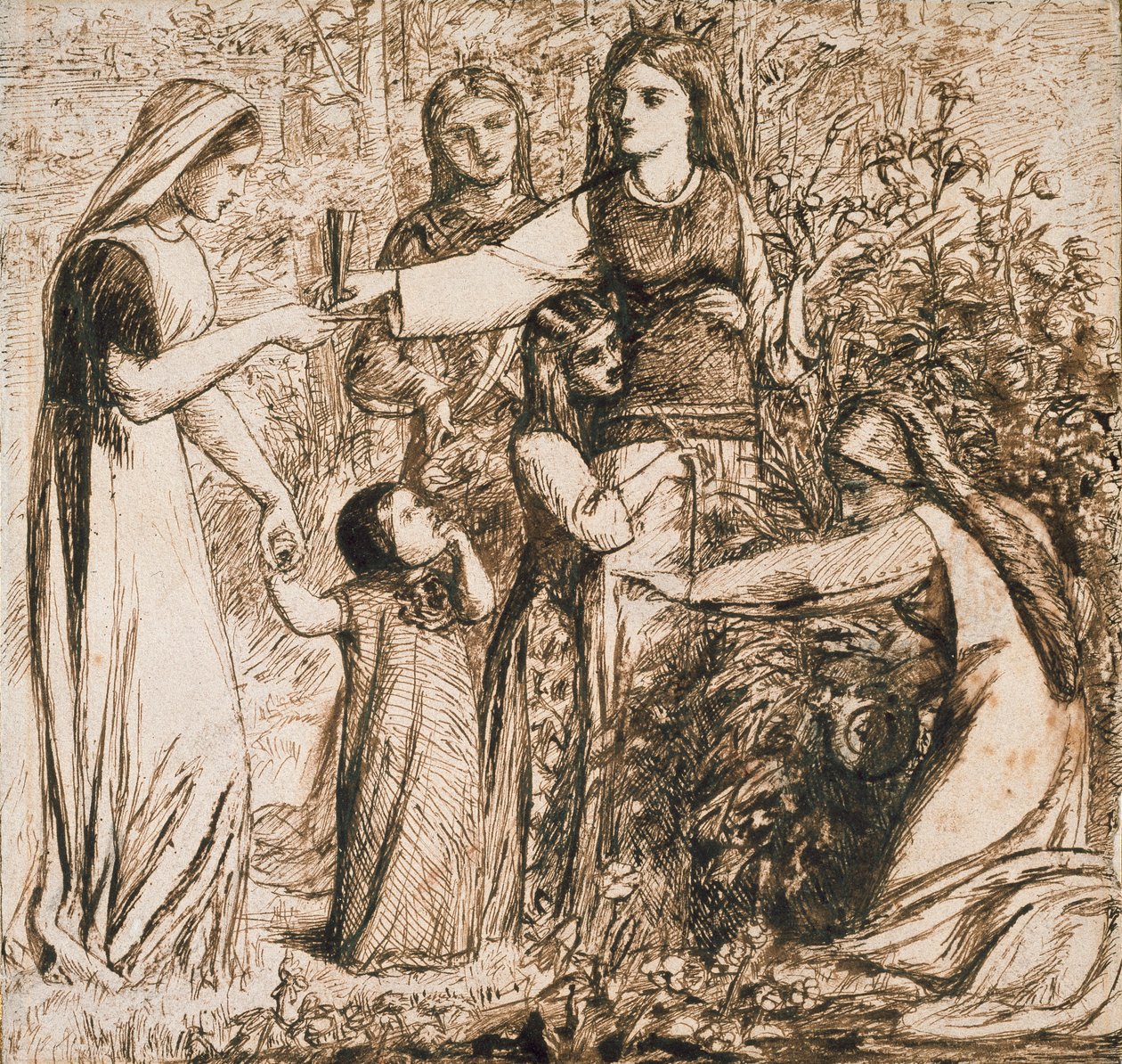 رؤية دانتي لماتيلدا تجمع الزهور ، c1855 بواسطة دانتي جابرييل روسيتي
