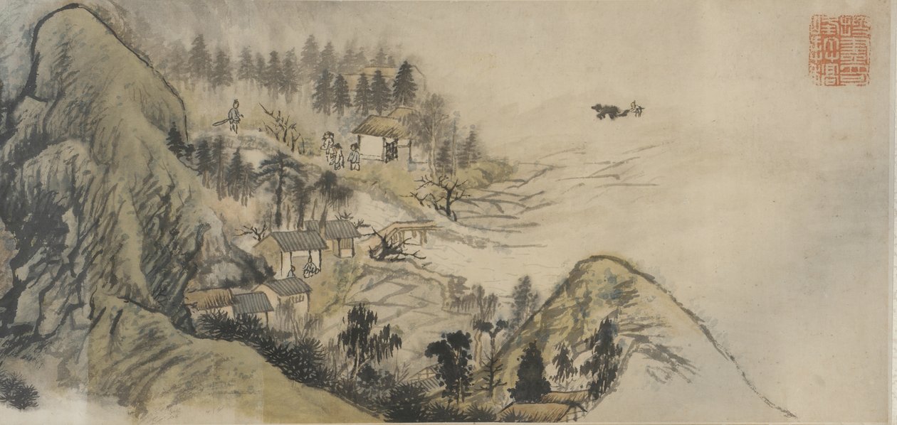 Peach Blossom Spring ، سلالة تشينغ ، 1690- أوائل 1700 (الحبر واللون على الورق) بواسطة داوجي شيتاو