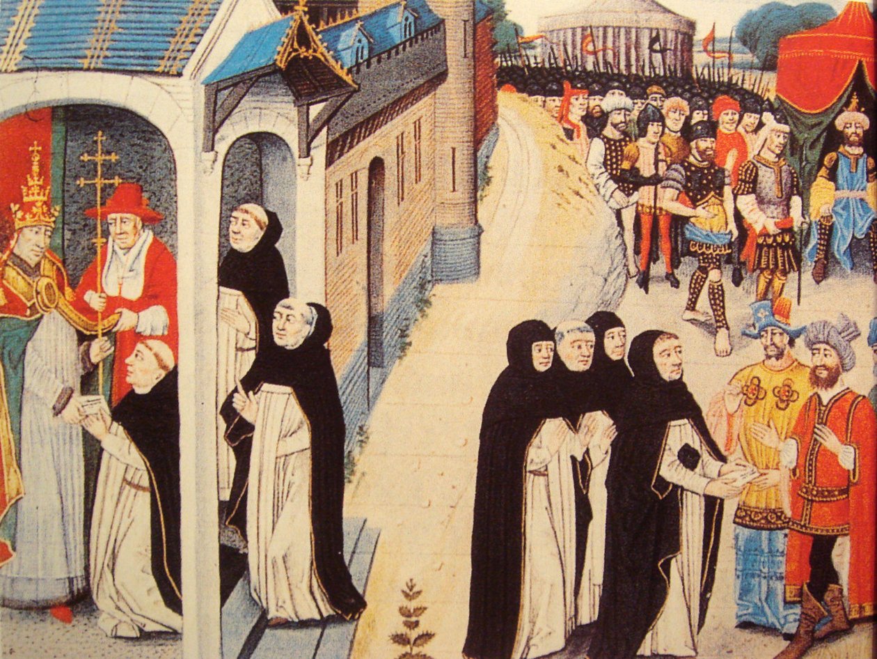 Ascelin من لومباردي يتلقى رسالة من Innocent IV ، ويحيلها إلى الجنرال المغولي بايجو. بواسطة ديفيد أوبيرت