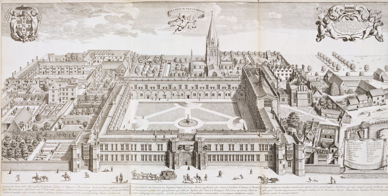 كلية كنيسة الكنيسة ، أكسفورد ، من "Oxonia Illustrated" ، تم نشره عام 1675 بواسطة ديفيد لوجان