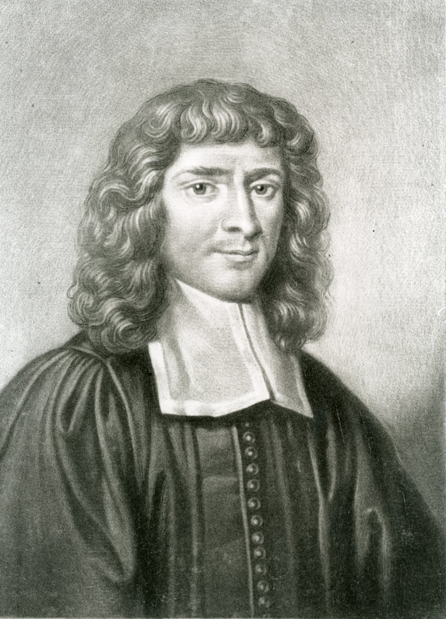 صورة للدكتور إسحاق بارو (1630-1677) نقشها ريتشارد إيرلوم (1743-1822) من "شخصيات لامعة في التاريخ البريطاني" (mezzotint) بواسطة ديفيد لوجان