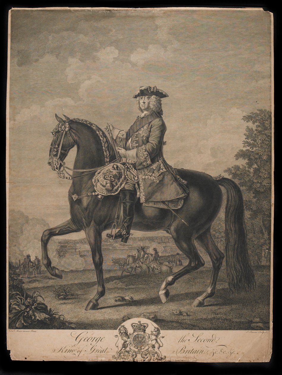 الملك جورج الثاني (1683-1760) ، منقوش بواسطة S. Ravenet (1683-1760) نشره David Morier ، ديسمبر 1757 بواسطة ديفيد مورير