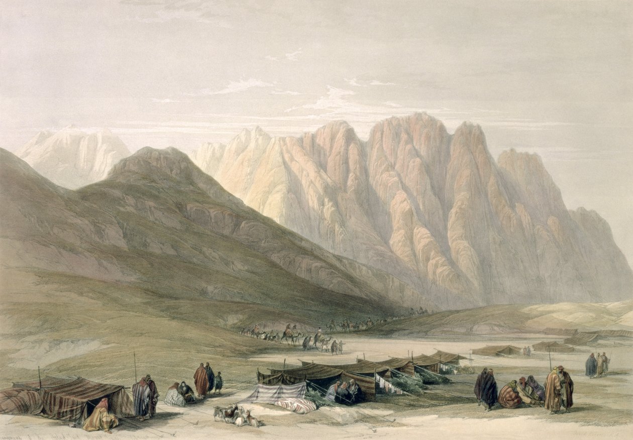 معسكر أولاد سعيد ، جبل سيناء ، 18 فبراير 1839 ، اللوحة 110 من المجلد الثالث من "الأرض المقدسة" ، نقش بواسطة حانة لويس حق (1806-85). 1849 بواسطة ديفيد روبرتس