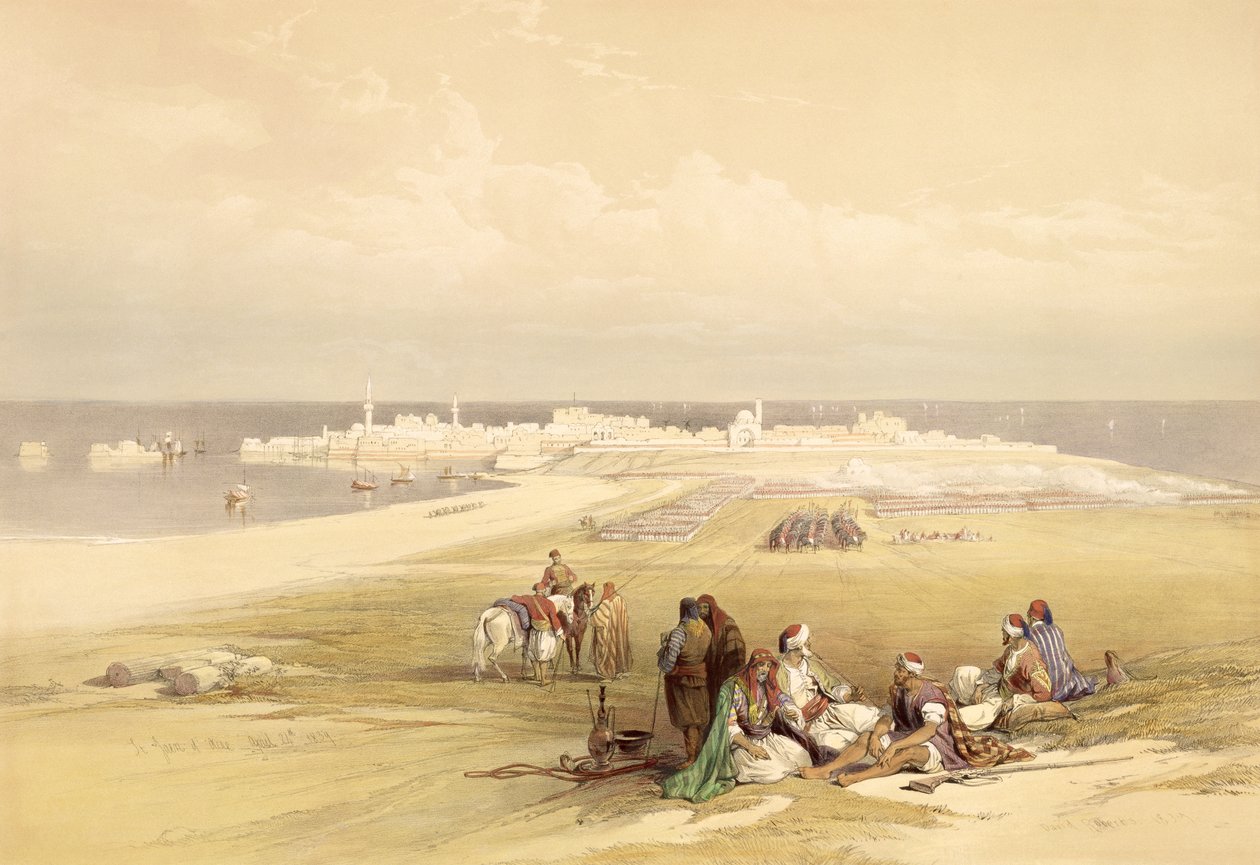 سانت جان داكري ، 24 أبريل 1839 ، اللوحة 65 من المجلد الثاني من "الأرض المقدسة" ، نقشت بواسطة حانة لويس هاغي (1806-85). 1843 بواسطة ديفيد روبرتس