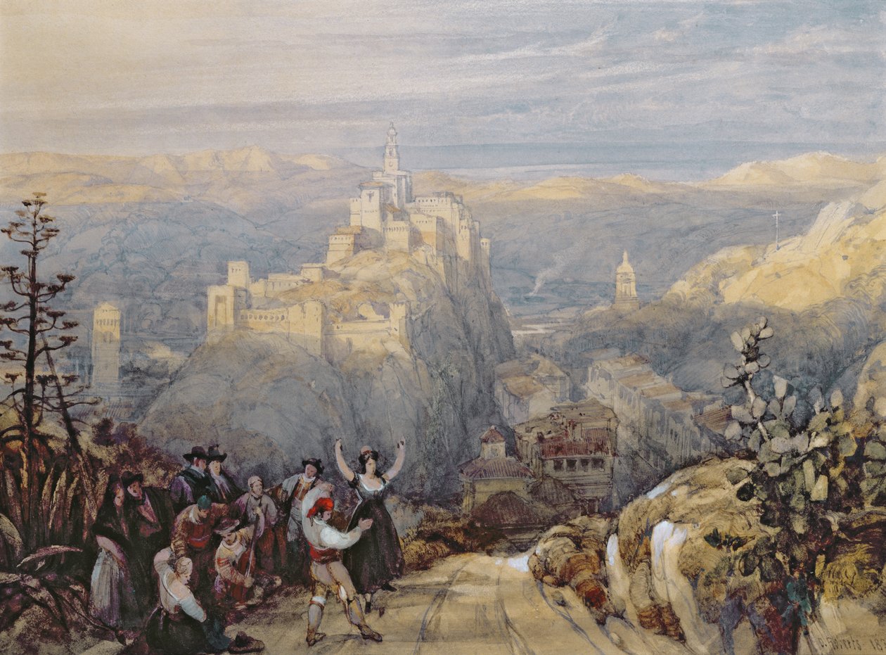 المدينة والقلعة في لوجا ، إسبانيا ، 1834 بواسطة ديفيد روبرتس