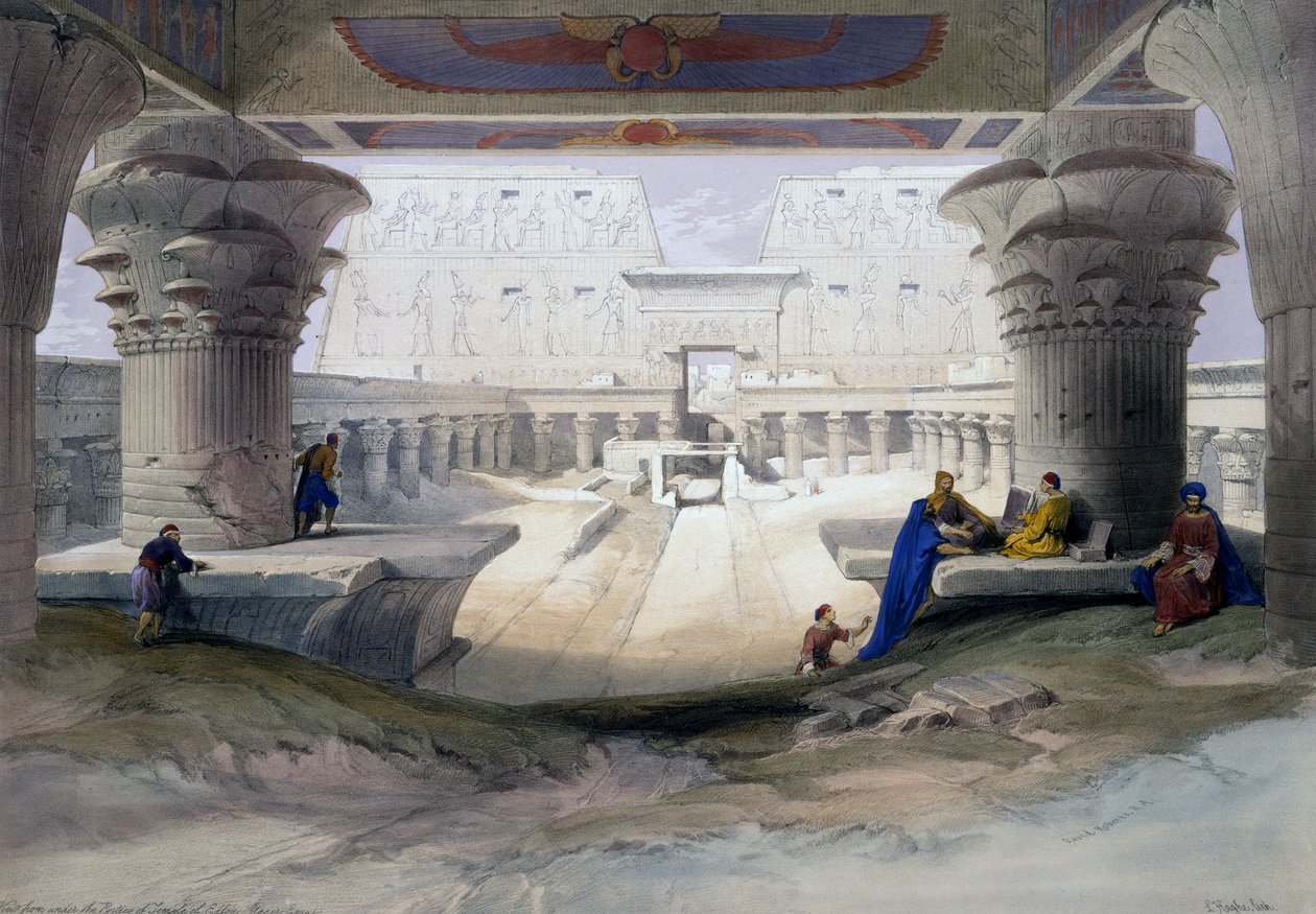 معبد إدفو ، نقش من رسم ديفيد روبرتس (1796-1864) ، من مصر والنوبة بواسطة ديفيد (بعد) روبرتس