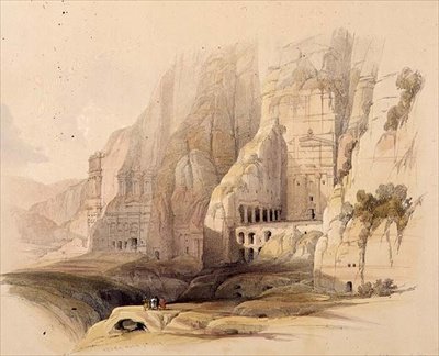 قصور البتراء المحفورة ، 7 مارس 1839 ، اللوحة 103 من المجلد الثالث من "الأرض المقدسة" ، نقشها لويس هاجي (1806-1885) حانة. 1849 (ليثو) بواسطة ديفيد (بعد) روبرتس