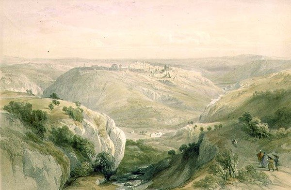 القدس من الجنوب ، 12 أبريل 1839 ، اللوحة 10 من المجلد الأول من "الأرض المقدسة" ، نقشها لويس هاجي (1806-1885) حانة. 1842 (ليثو) بواسطة ديفيد (بعد) روبرتس