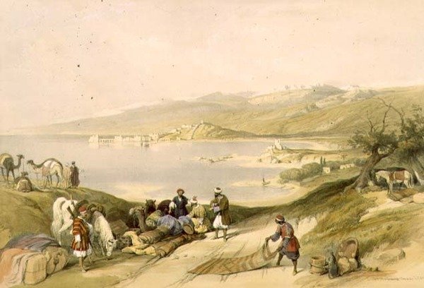 صيدا باتجاه لبنان ، اللوحة 75 من المجلد الثاني من "الأرض المقدسة" ، نقشها لويس هاغي (1806-1885) حانة. 1843 (ليثو) بواسطة ديفيد (بعد) روبرتس