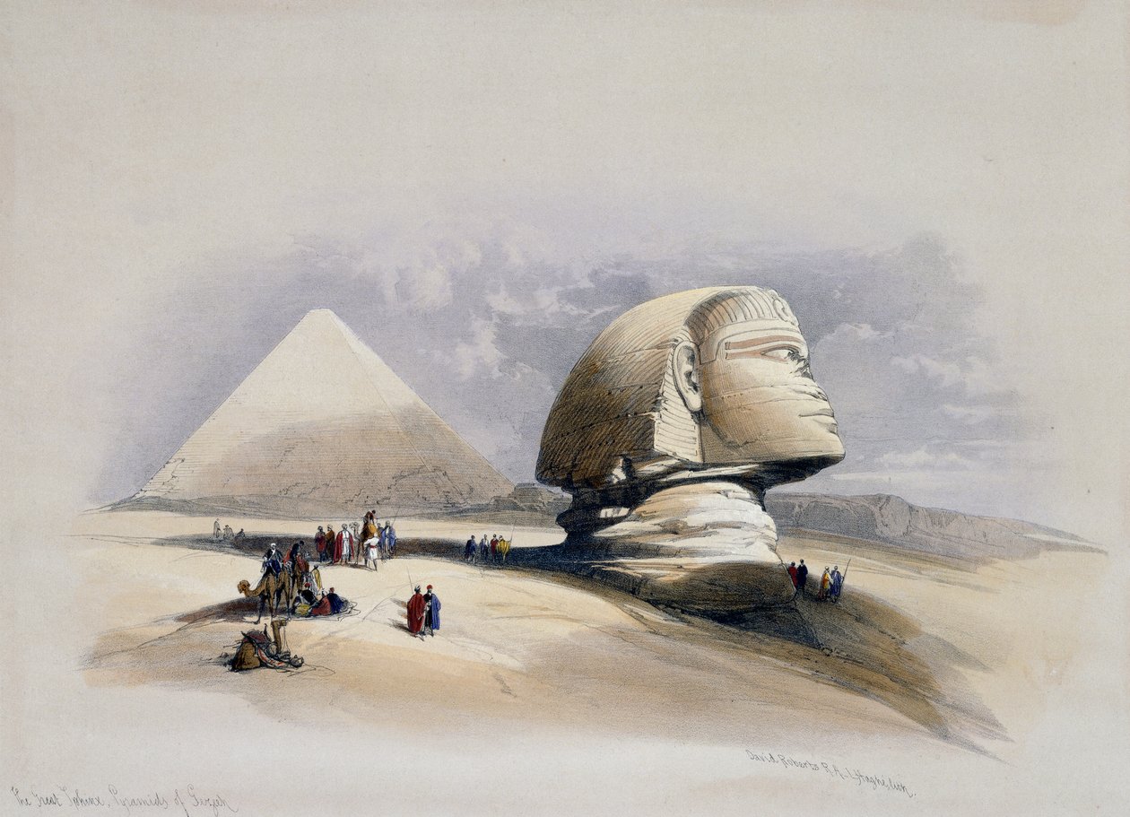 منظر لمقبرة الجيزة ، نقش من تصميم ديفيد روبرتس (1796-1864) بواسطة ديفيد (بعد) روبرتس