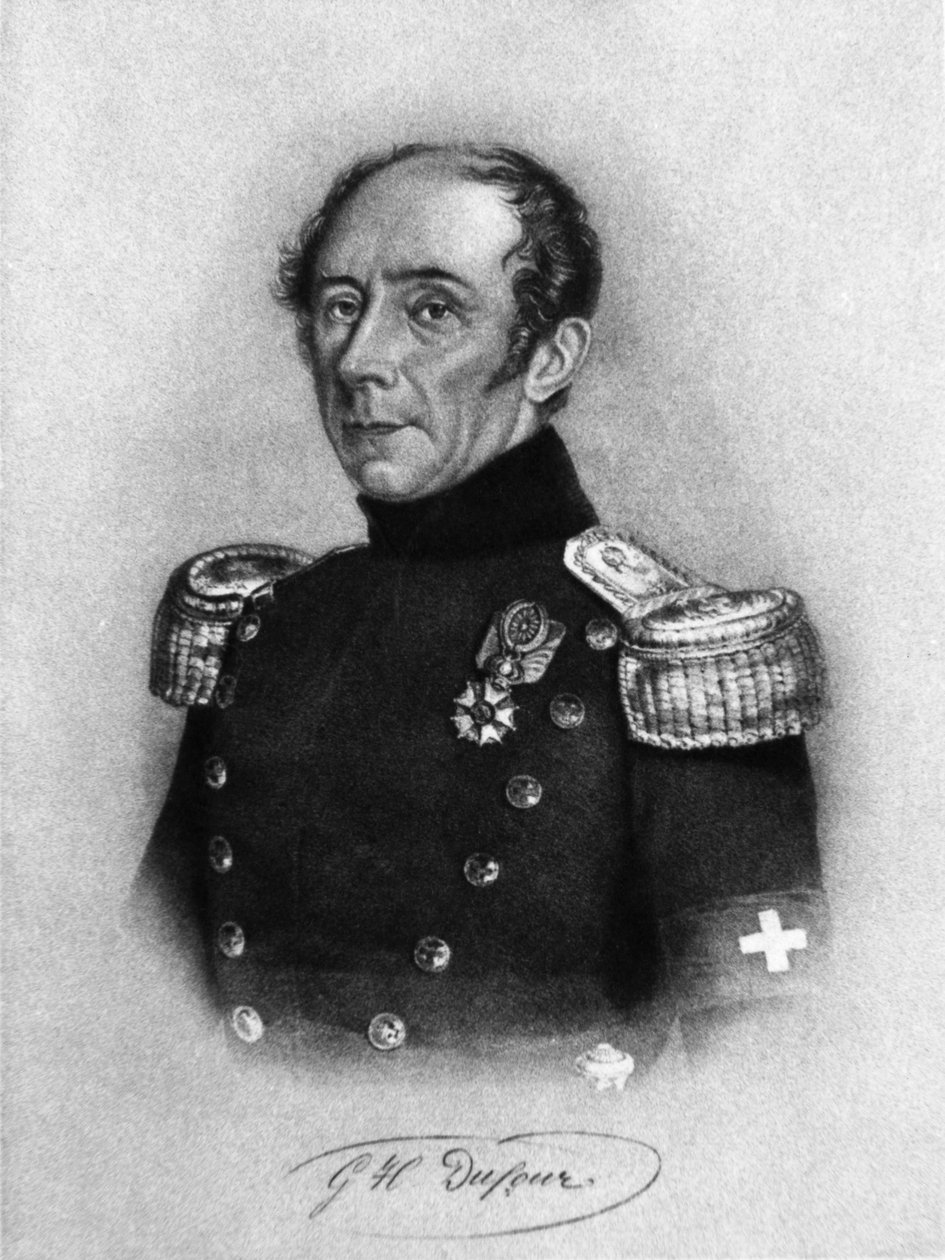 Portrait of Guillaume-Henri Dufour (1787-1875), Swiss general, engineer, topographer, and co-founder of International Committee of Red Cross, engraving after drawing by Karl Friedrich Irminger (1813-1863) بواسطة WG (بعد) ثاير