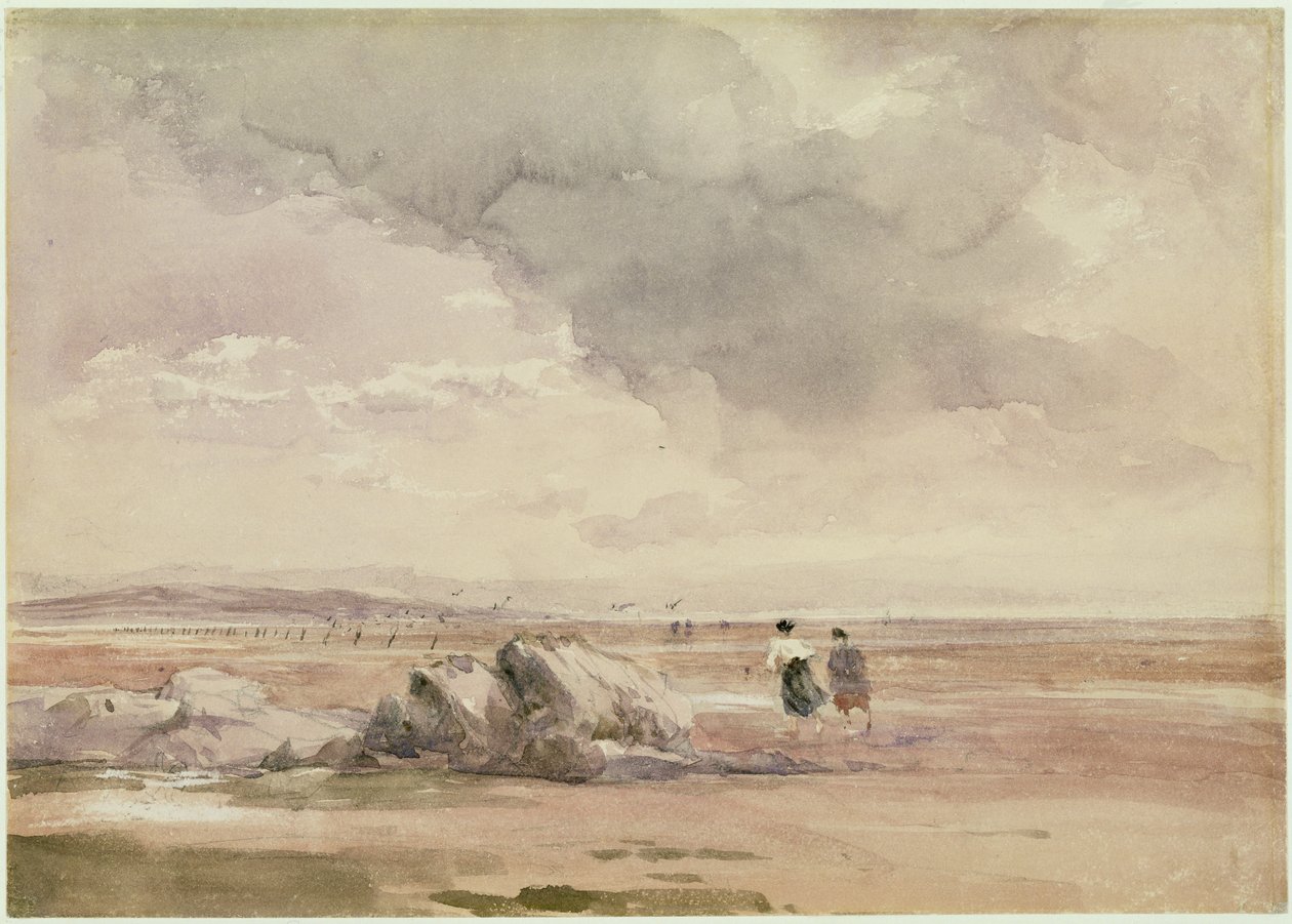 على رمال لانكستر ، لو تايد ، حوالي 1840 - 1847 (حبر وقلم وحبر أسود وقلم رصاص على ورق) بواسطة ديفيد كوكس