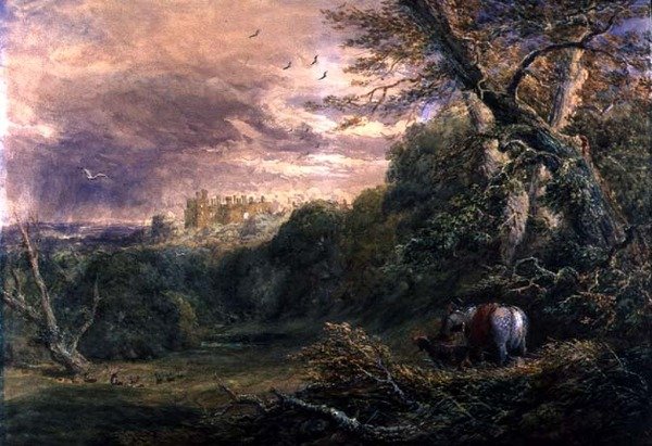 بوويز بارك ، مونتغمريشاير ، حوالي عام 1837 (ألوان مائية فوق قلم رصاص ، غواش وصمغ عربي على ورق) بواسطة ديفيد كوكس