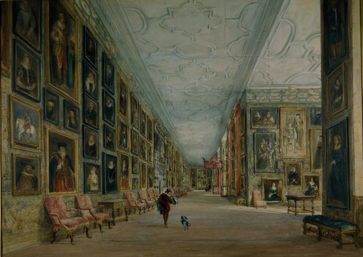 The Long Gallery, Hardwick (watercolor on paper) بواسطة ديفيد كوكس