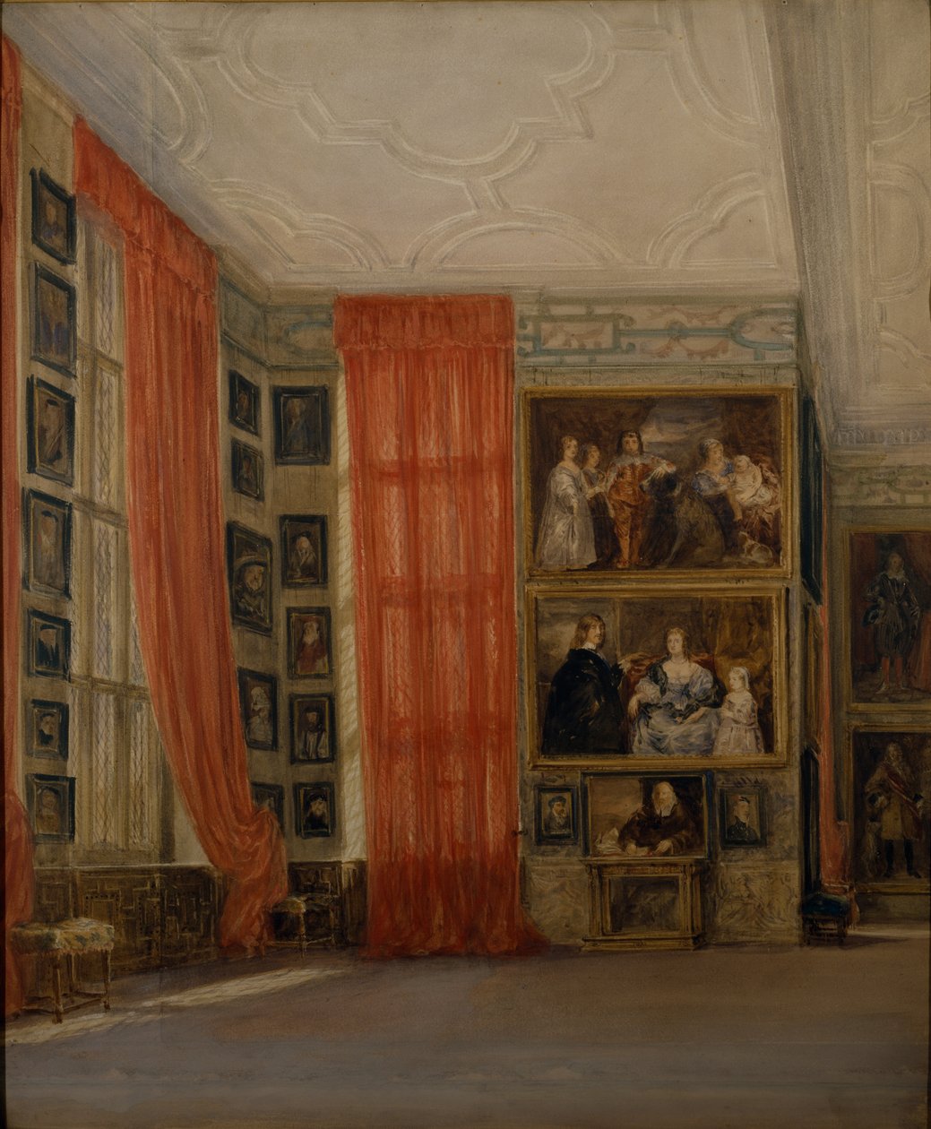 The Long Gallery at Hardwick (watercolor on paper) بواسطة ديفيد كوكس