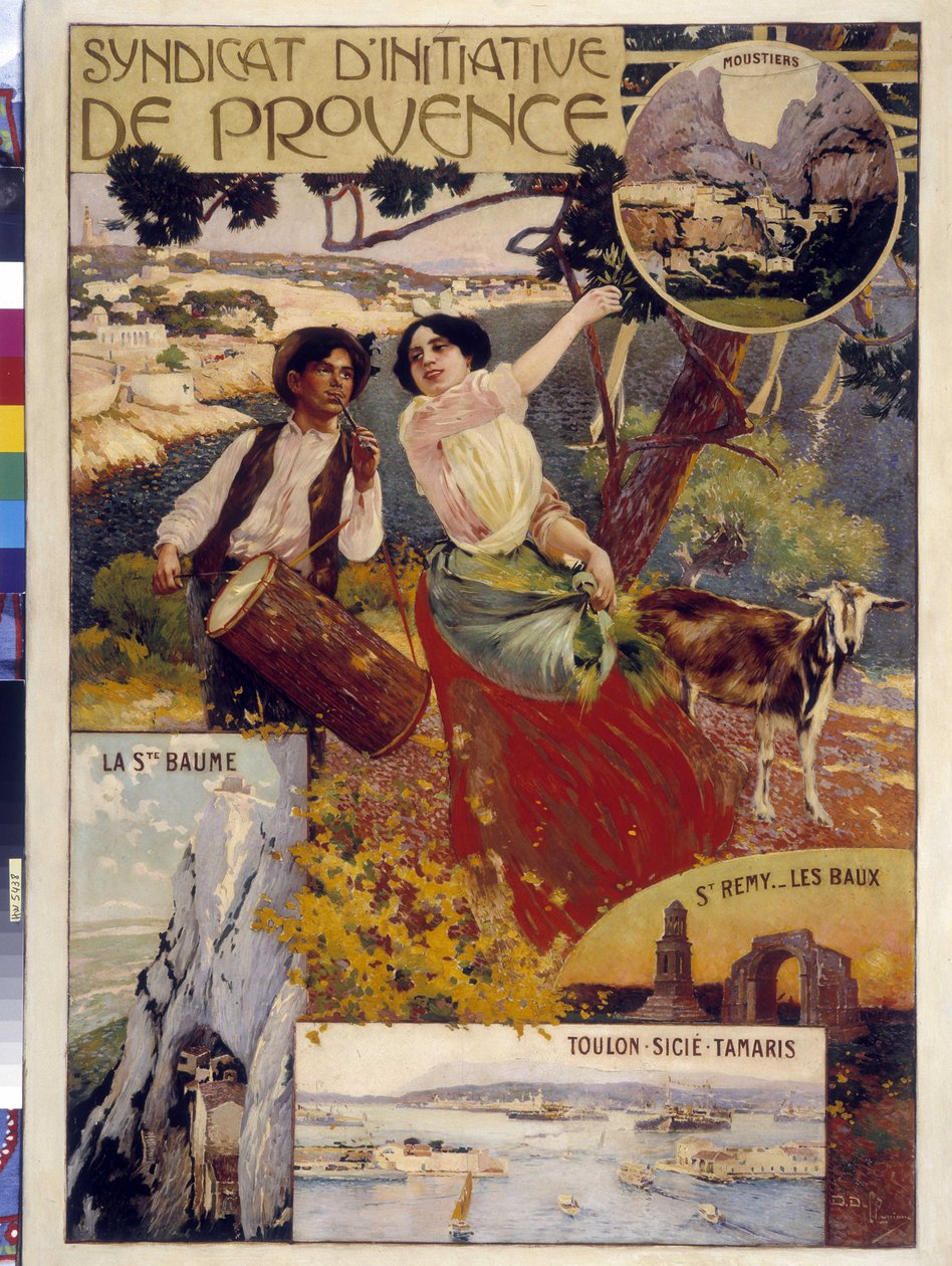 مكتب السياحة في بروفانس. رسم توضيحي لديفيد ديليبيان (1866-1932). ذكر إلزامي: مجموعة مؤسسة بخصوص دي بروفانس (Dim in cm 100x81) بواسطة ديفيد Dellepiane