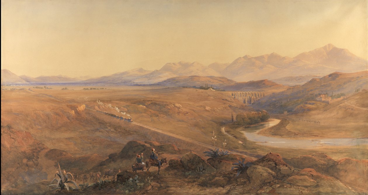 قطار بخاري على السكة الحديد العثمانية ، 1859 (مرحاض وقلم رصاص مع لون الجسم) بواسطة ديفيد هول ماكيوان
