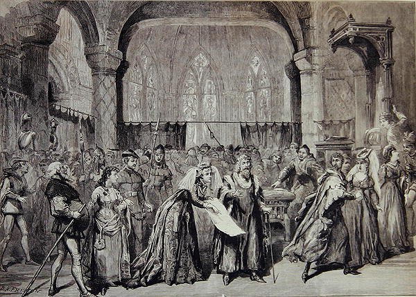 مشهد من "The Canterbury Pilgrims" لتشارلز فيليرز ستانفورد بواسطة ديفيد هنري فريستون